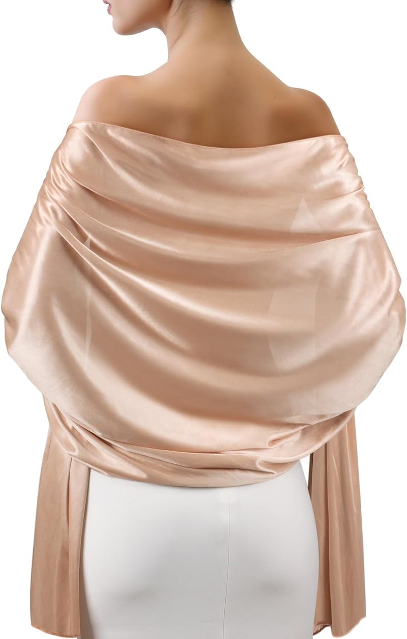 Sofier Satin Shawl Wraps for Women Evening Dresses Wedding Bridal Party Silky Scarf Formal Cover Up Bridesmaid Gifts - Image 1